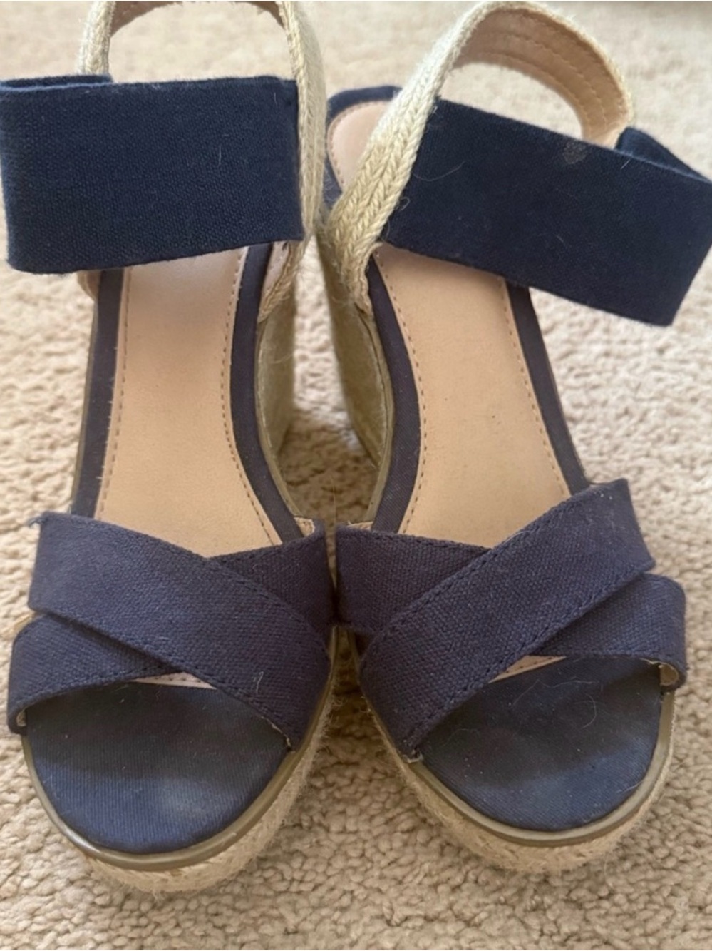 Merona Navy Canvas Espadrille Wedge Sandals